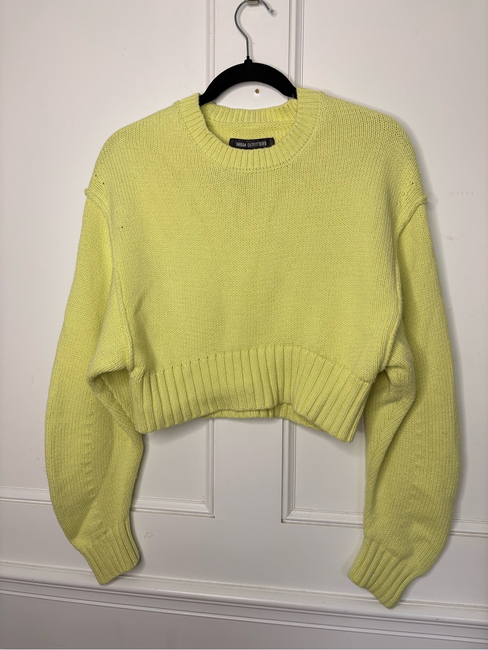 Urban Outfitters light Neon Yellow Cropped Crewneck Sweater